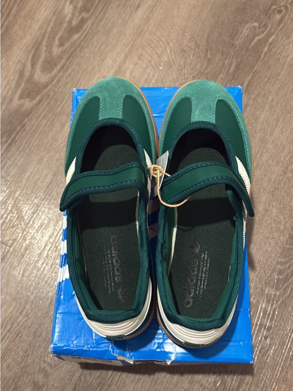 adidas Green and White Mary-Jane Style Sneakers - Picture 2 of 4